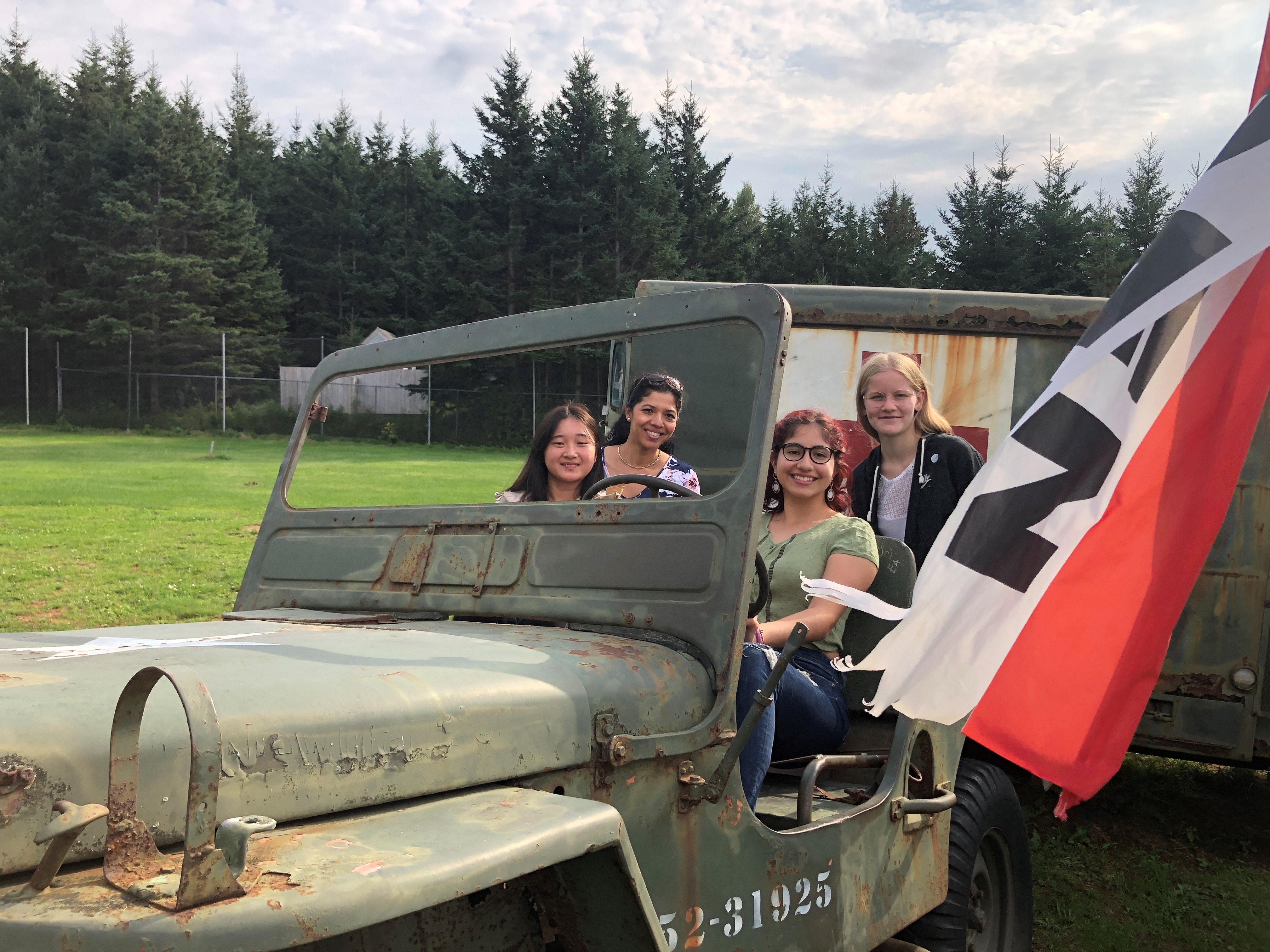 Students walking together on a path