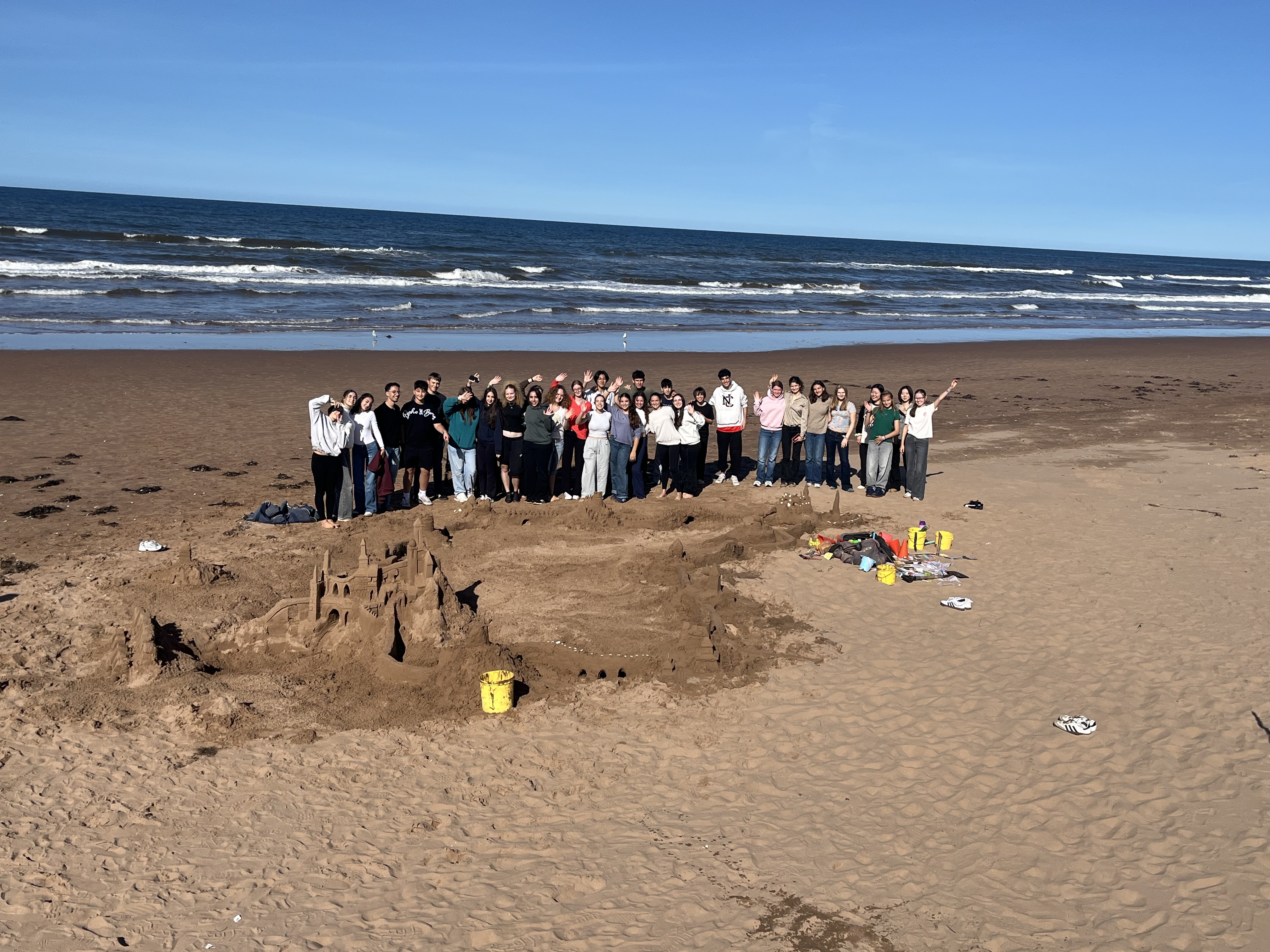 Building a sandcastle on the beach