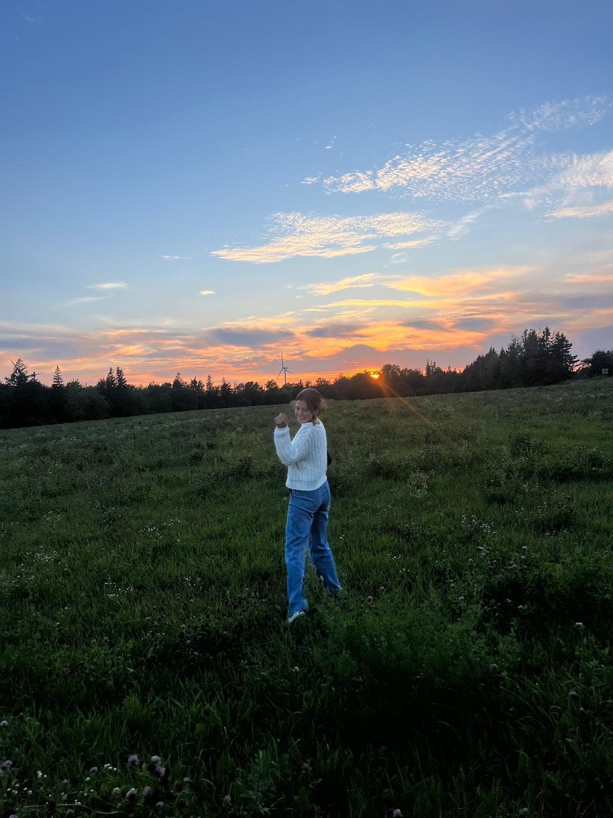 Student skiing on a sunny winter day