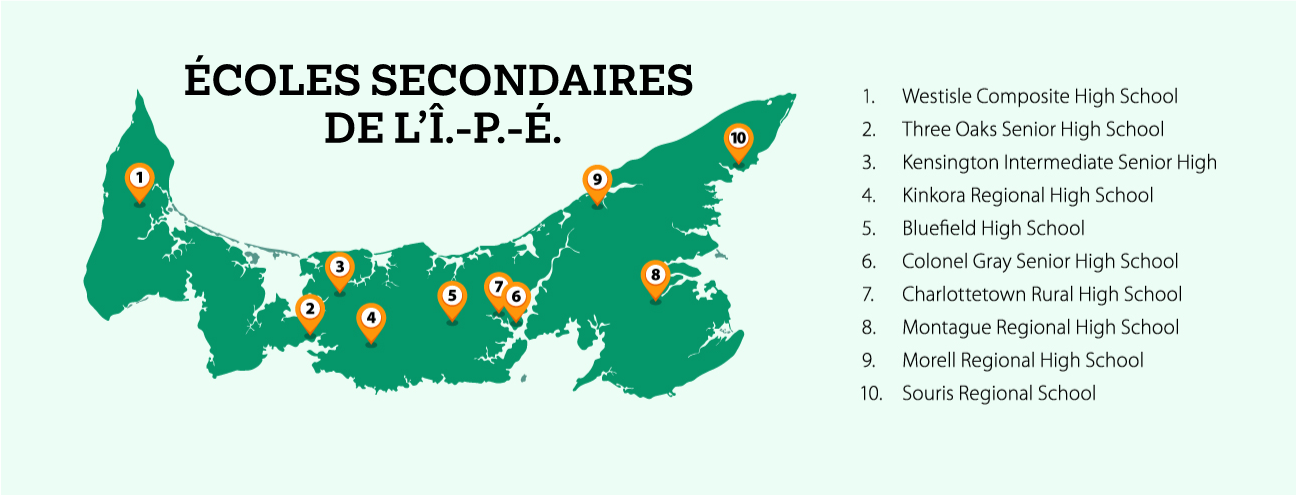 Carte des écoles de l'Î.-P.-É.